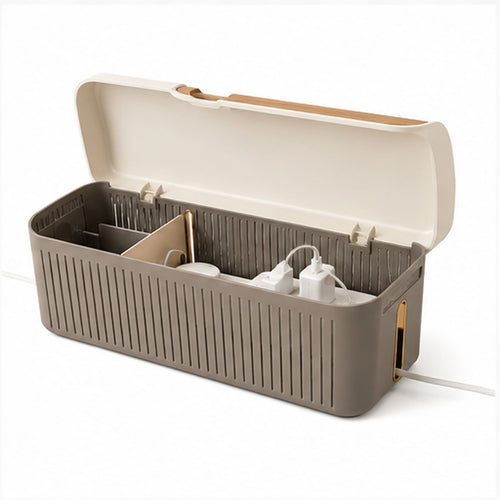 CableVault Courbe – Boîte cache-câbles ventilée avec support téléphone