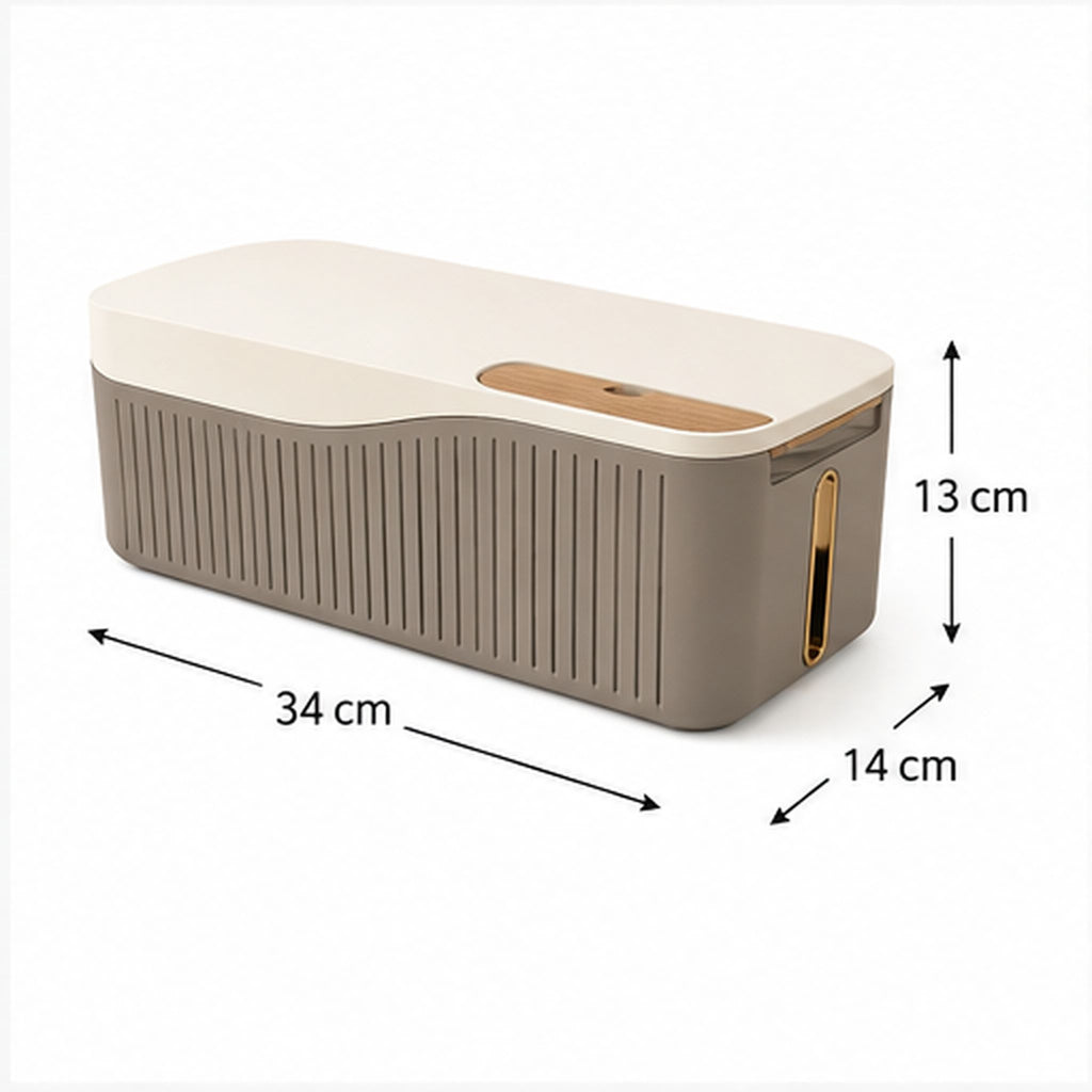 CableVault Courbe – Boîte cache-câbles ventilée avec support téléphone