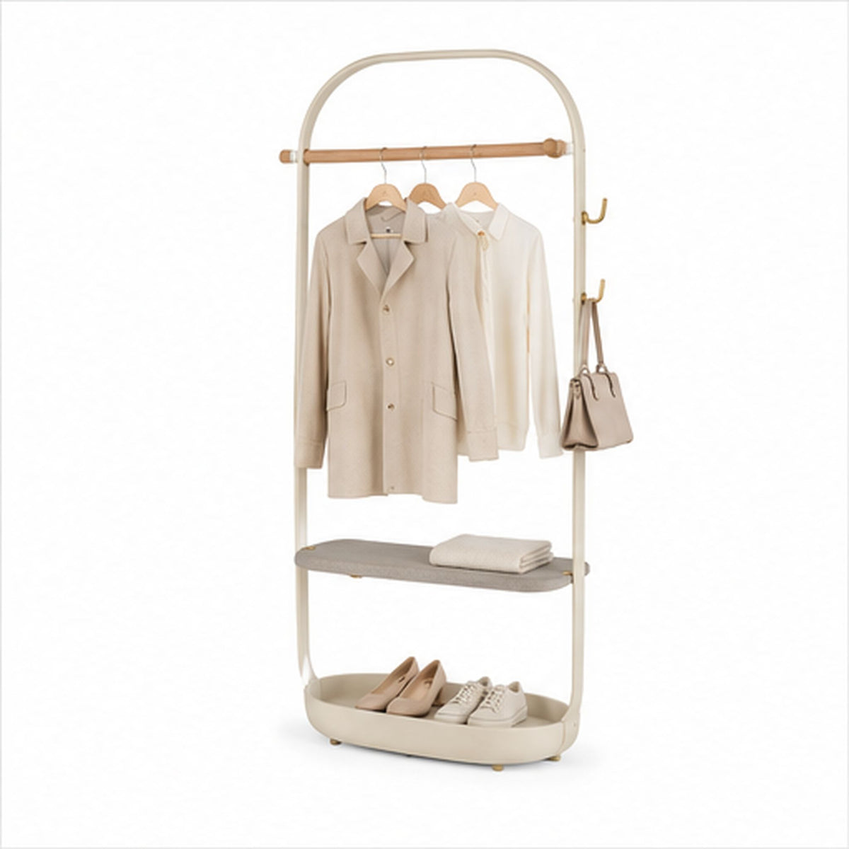 DressingHalo – Portant compact avec étagère et plateau à chaussures