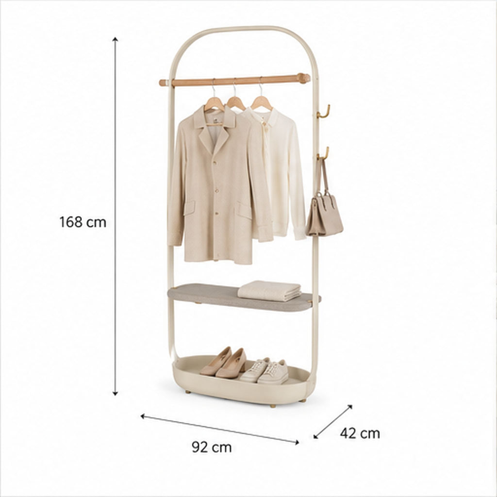 DressingHalo – Portant compact avec étagère et plateau à chaussures