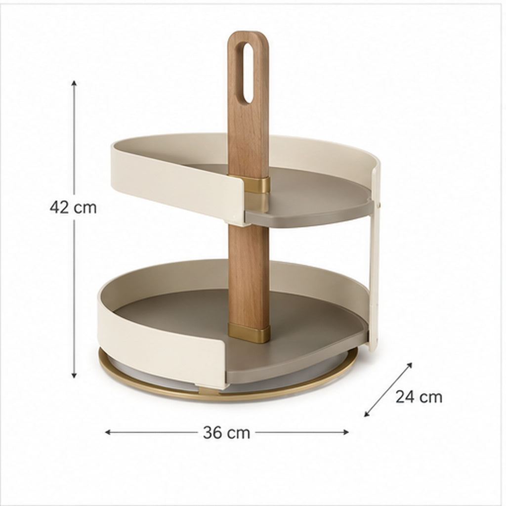 PantryArc Pivot – Organiseur de cuisine rotatif à deux niveaux