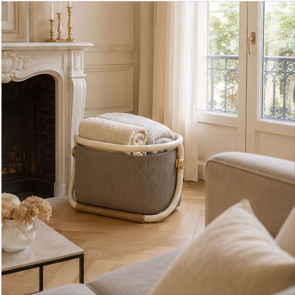 PlaidNest Halo – Panier décoratif pour plaids et coussins
