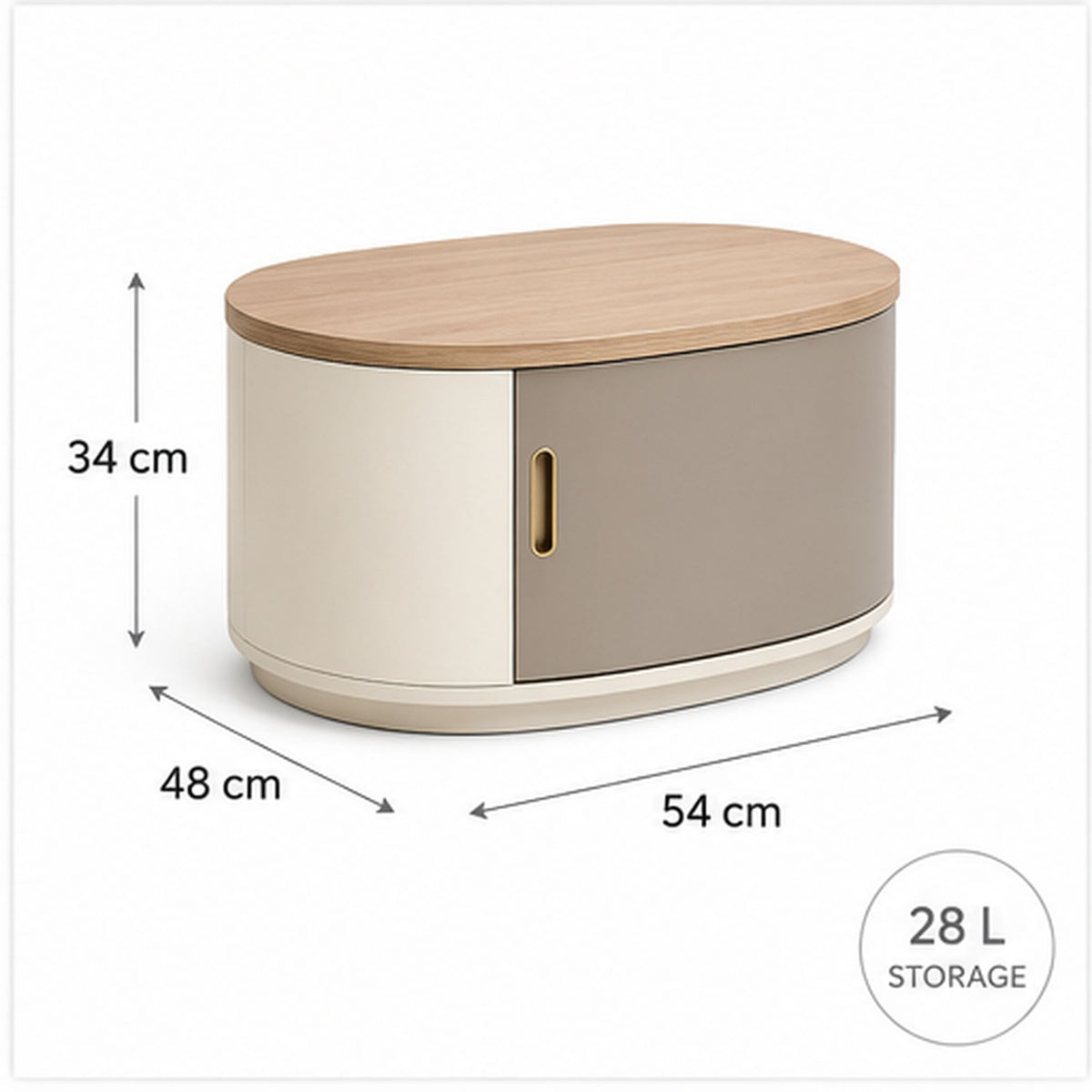TableVault Lumière – Table d’appoint avec rangement dissimulé