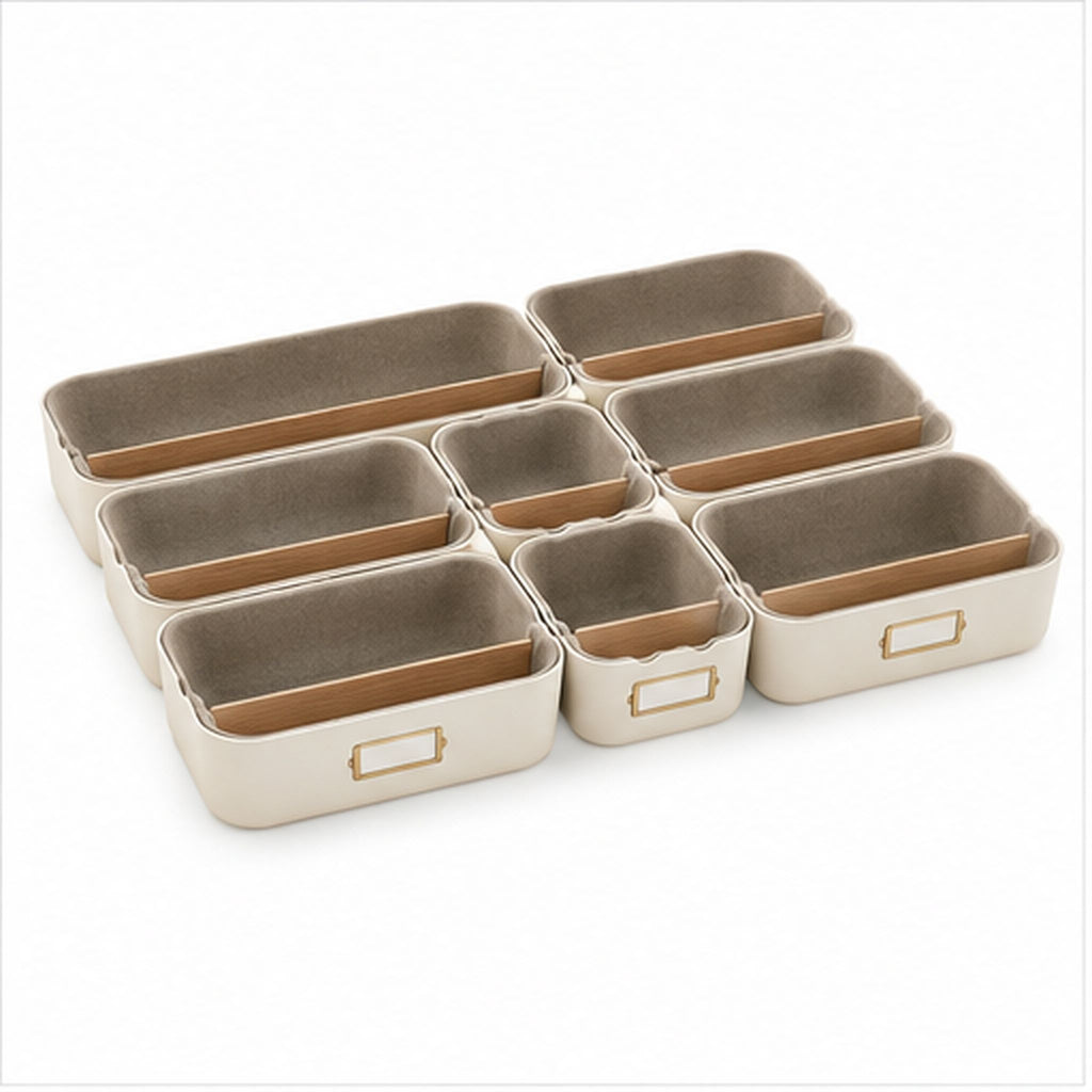 VeloursGrid Duo – Ensemble modulable de huit organiseurs de tiroir
