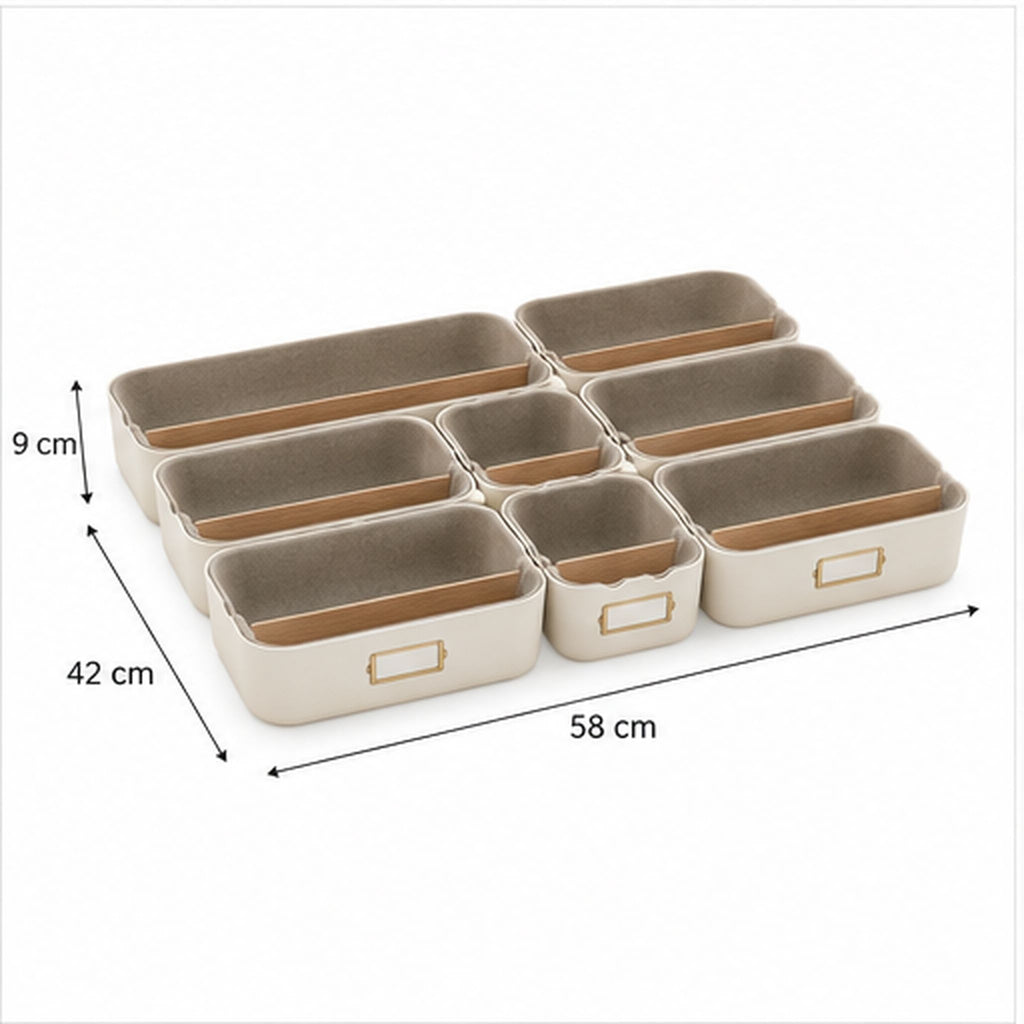VeloursGrid Duo – Ensemble modulable de huit organiseurs de tiroir